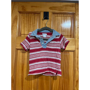 Little Kids Ralph Lauren Blue Collared Stripe Cotton Short Sleeve Polo 24 Months